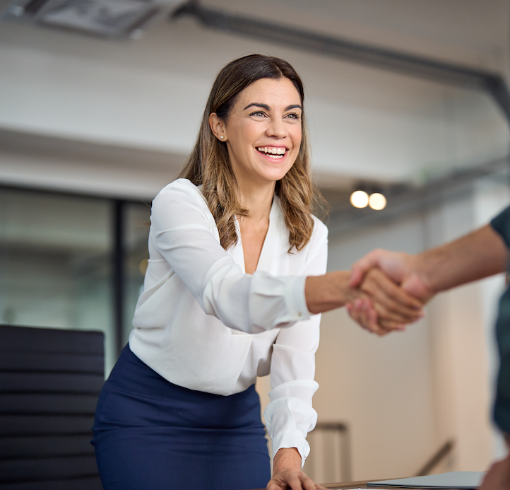 Business woman executive shaking hands with customer