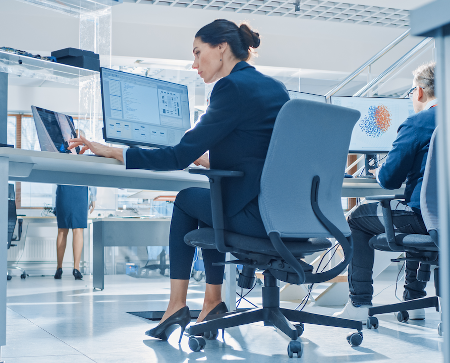Executive woman leader at desk