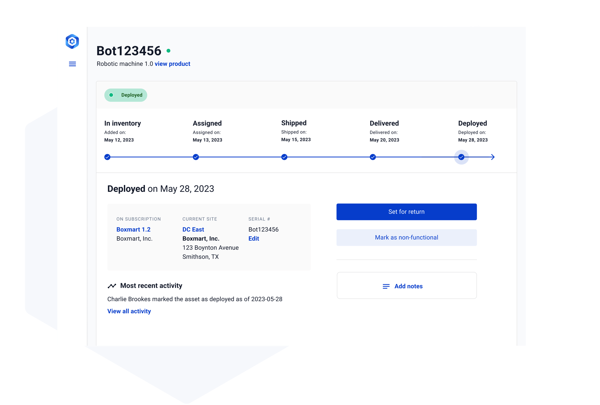 Hardfin platform asset tracking screenshot Hardfin platform asset tracking screenshot