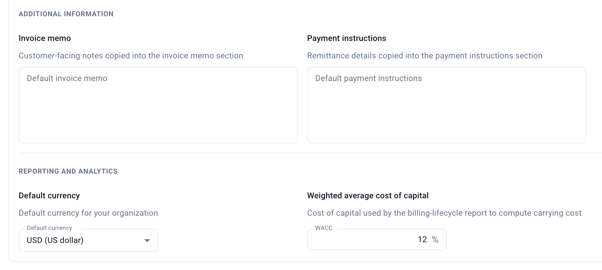 Hardfin default currency settings
