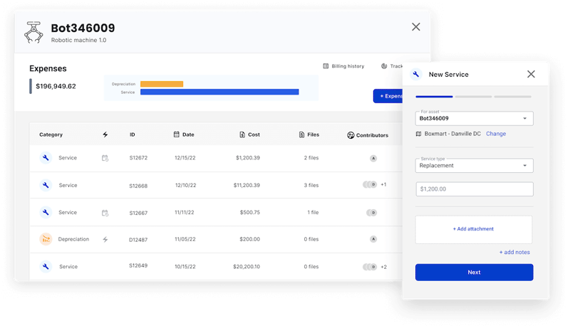 Hardfin hardware-as-a-service (HaaS) asset tracking integrated service records