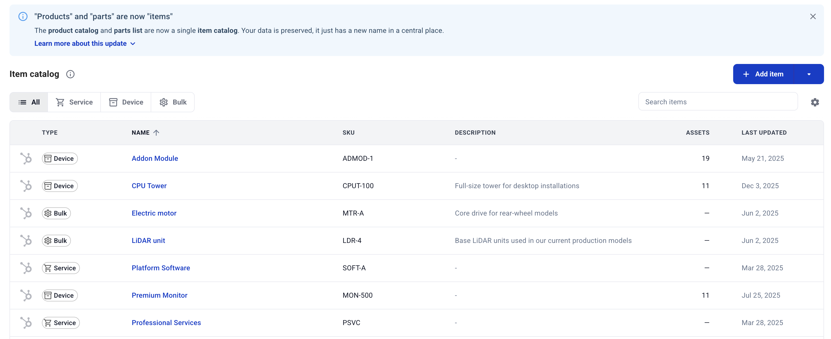 Hardfin item catalog page