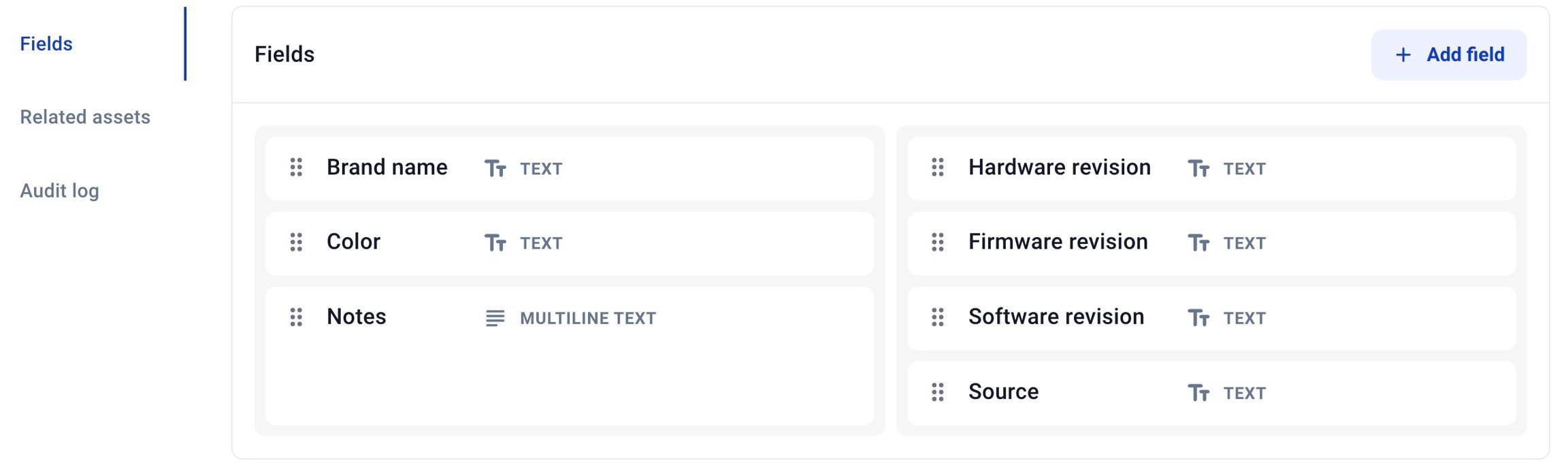 Hardfin asset metadata fields example