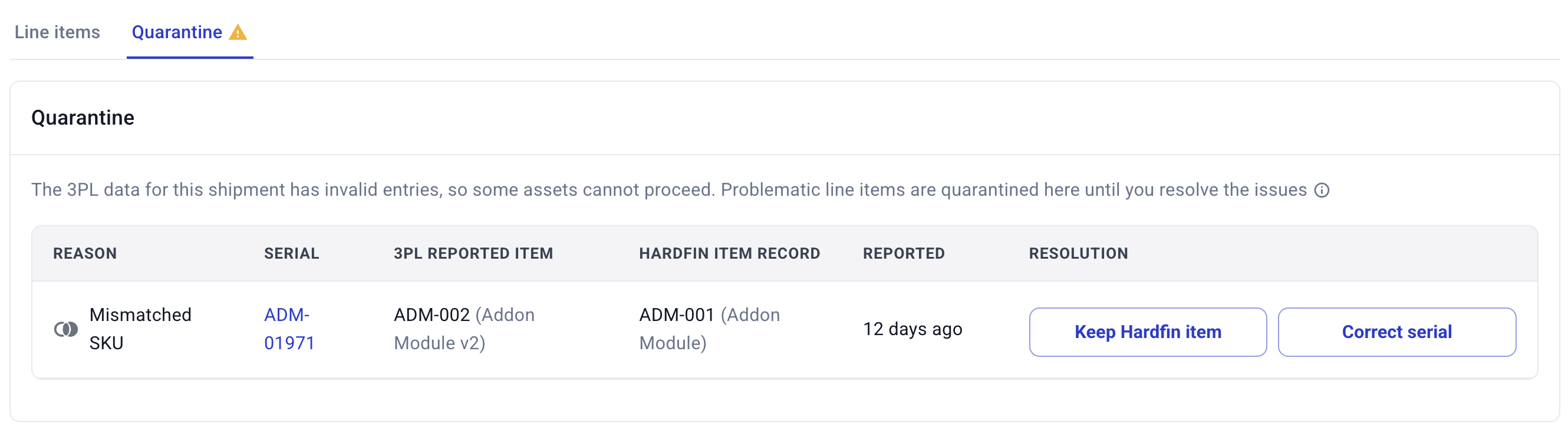 Hardfin quarantine